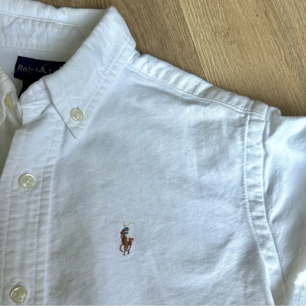 Ralph Lauren White Oxford Button-Down Long Sleeve Shirt - Picture 4 of 6